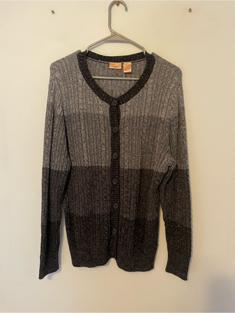 Gray Ombre Cable Knit Cardigan